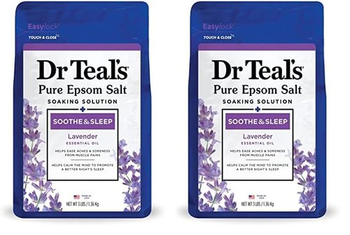 Dr Teal's Epsom Salt Soaking Solution, Soothe & Sleep, Lavender, 3lbs (Packaging May Vary) (Pack of 2)