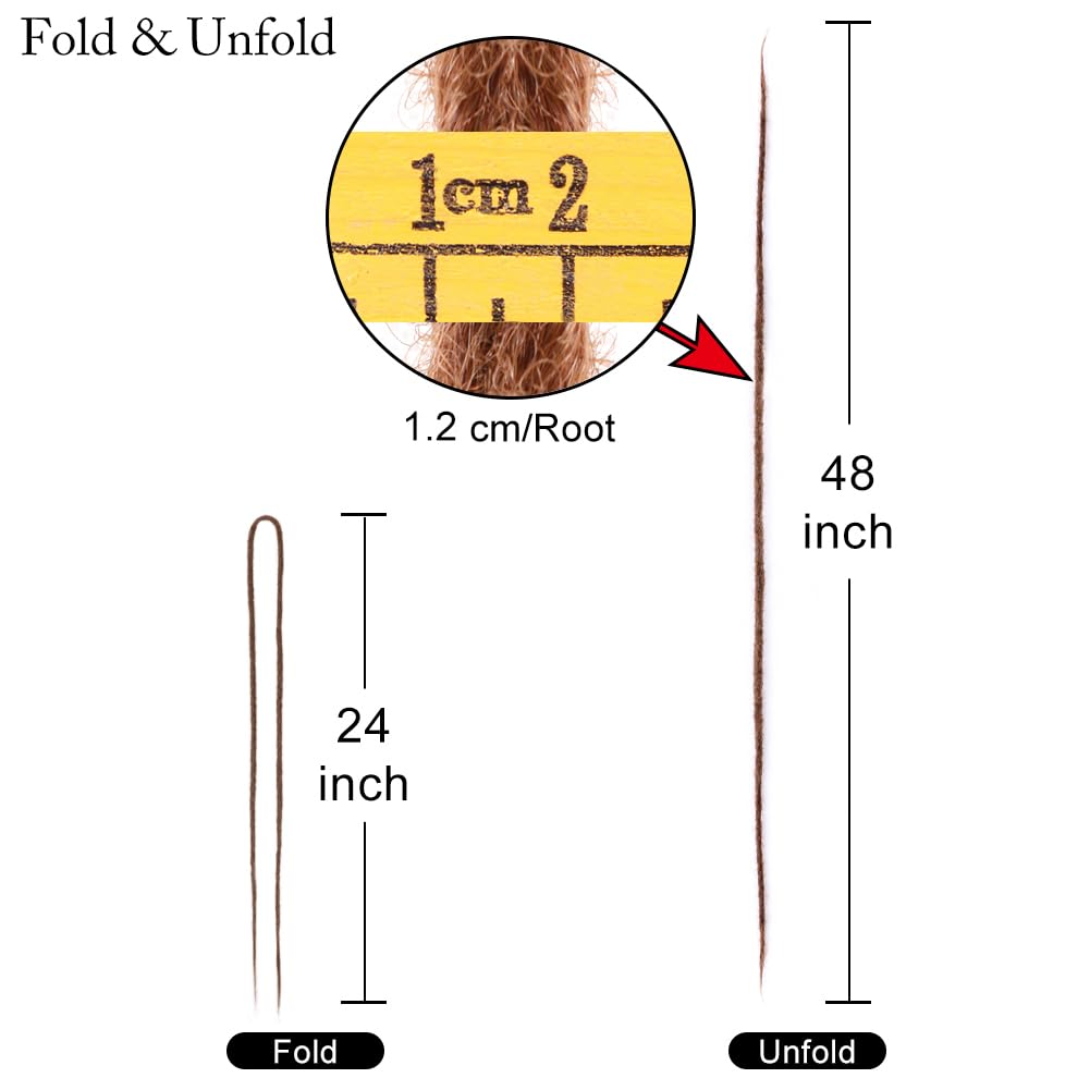 Aguacor Straight Dreadlocks Synthetic Double Ended Dreadlock Extensions 24inches 5 Strands Width 1.2cm Soft Dark Brown DE Dreadlock Extensions for Women (5 Strands, 30#)