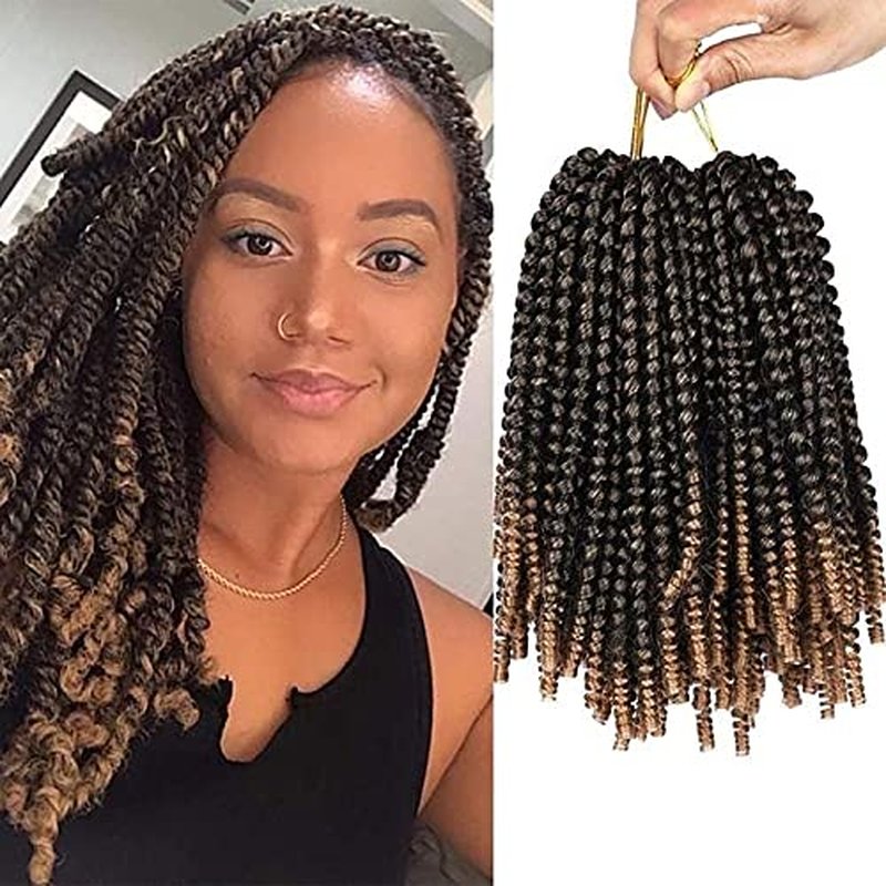 olanyas Spring Twist Hair 8 inches Crochet Hair 27 Braids Synthetic Braiding Hair Extensions Low Temperature Fiber (T27, 8inches)