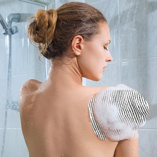 PHOGARY 6 Grey Bath Mitts Washcloths, Small Hand Towels with Hanging Loop, 5"x8" Super Absorbent Soft Coral Fleece Face Towels Kids Teens Adult Body Facial Cloths Machine Washable Cloth for Showering