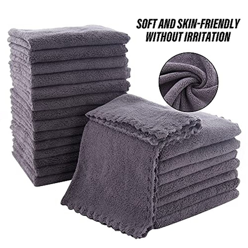MOONQUEEN Ultra Soft Premium Washcloths Set - 12 x 12 inches - 72 Pack - Quick Drying - Highly Absorbent Coral Velvet Bathroom Wash Clothes (Grey)