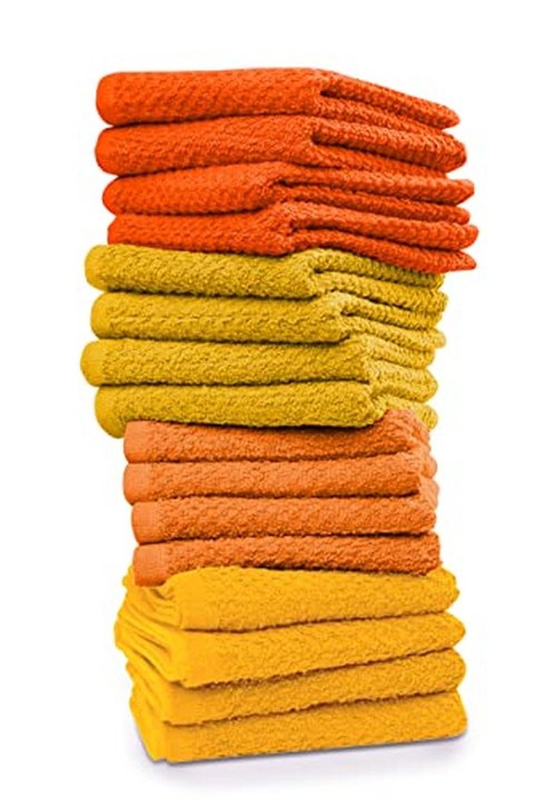 Tukasa Linens 16 Pack Cotton Washcloths for Body and Face, 12x12 Inches, Multipurpose Lightweight Wash Clothes Face. Highly Absorbent - Travel Bath Towel (Orange Yellow Family)