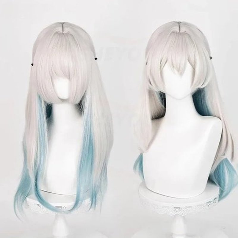 Gorgewg Starail Star Rail Firefly Cosplay Wig Long Straight Middle Part Grey Green Blue Roleplay Costume Wigs Synthetic Hair