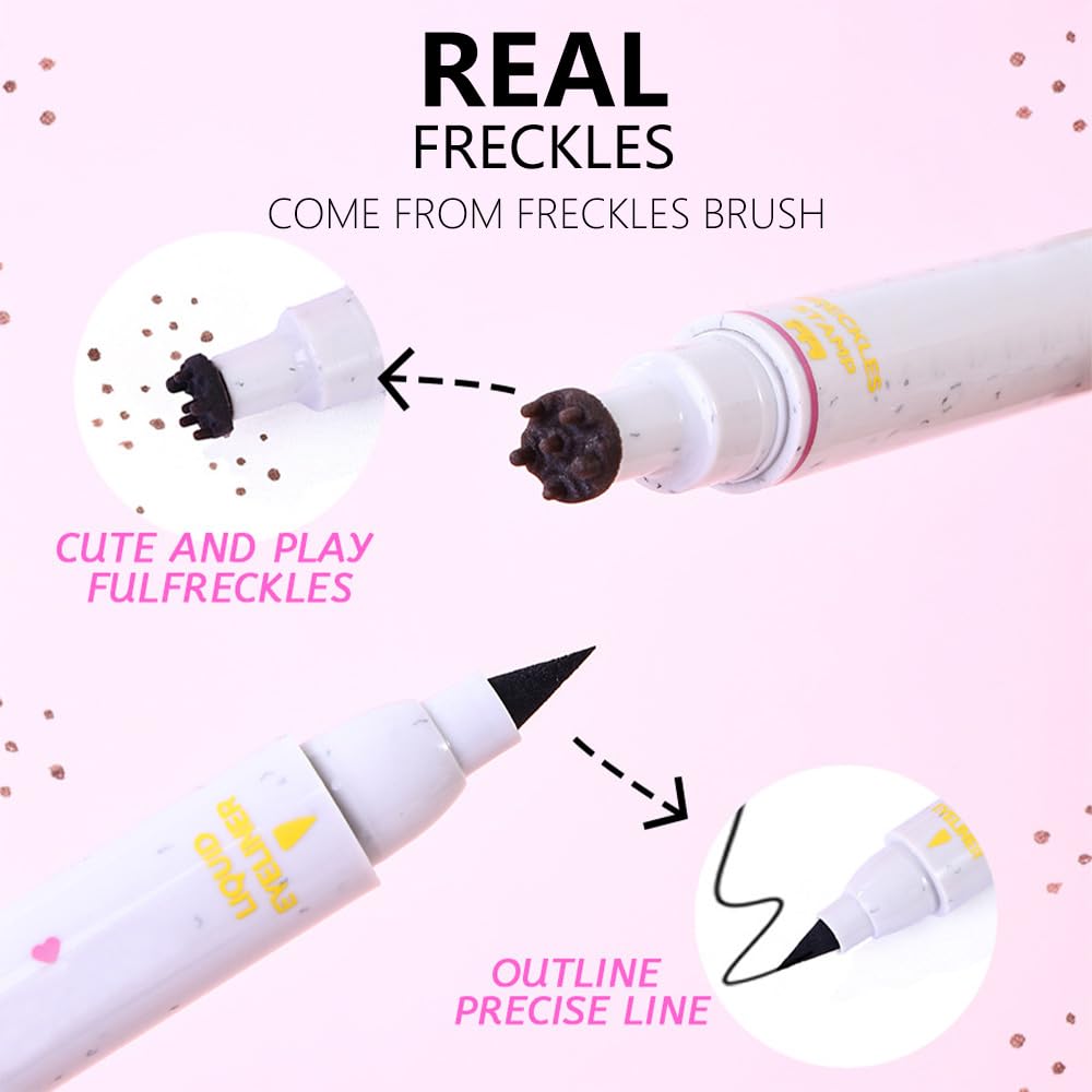 HHLTOH 2in1 Waterproof Liquid Eye Liner, Stay All Day Makeup with Fine Brush Tip, Cute and Delicate Freckle Eyeliner, Smudge-Proof and Transfer-Resistant