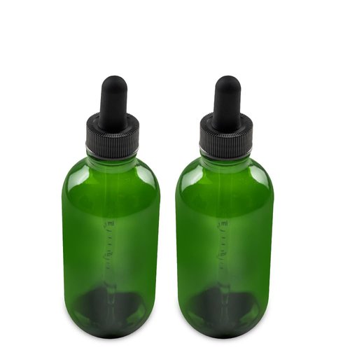 The Bottle Depot - 2 Pack - 4 oz Glass Bottle with Dropper - Green - 22-400 Neck Finish - Boston Round Bottles - Leakproof Essential Oils Bottles
