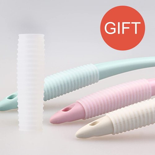 BEDELITE Back Bath Brush Long Handle for Shower of 2 - Soft Shower Brush for Men & Women,Back Brush Scrubber - 16.4" Long Skin Exfoliator for Bath Scrubber Body Brush（2 Pack, Blue & Ivory）