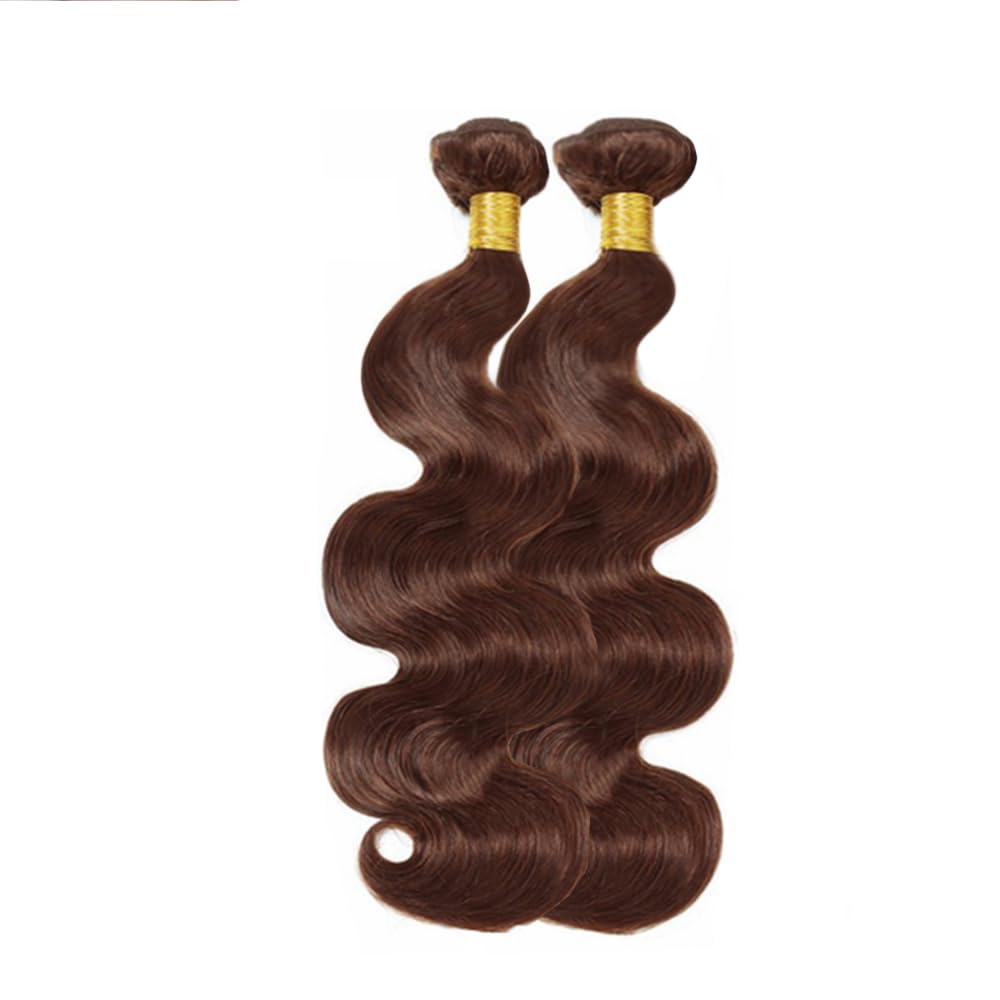 4 Bundles Chocolate Brown Human Hair Bundles 12 12 inch 2 Bundles Brown Body Wave Bundles Dark Brown Body Wave Bundles Human Hair Extensions
