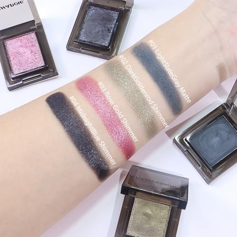 Eyeshadow Single Dark Goldenrod Shimmer, High-Pigment Monochrome Eye Shadow Pressed Powder, Everyday Velvety Silky Eye Makeup Looks, Professional Long-Lasting Waterproof Single Eyeshadow Palette, 02#