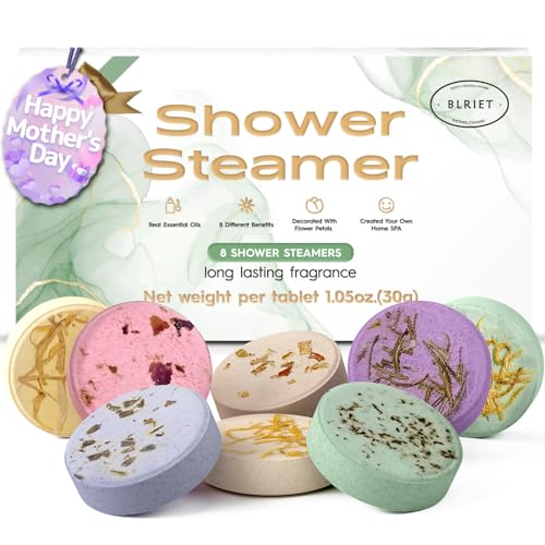 Shower Steamers Aromatherapy BLRIET 8 Pack Gifts for Women, Men, Mom, Teen Lavender Natural Essential Oil Home Spa Self Care Relaxation Stress Relief Shower Bombs Birthday Gifts Stocking Stuffers