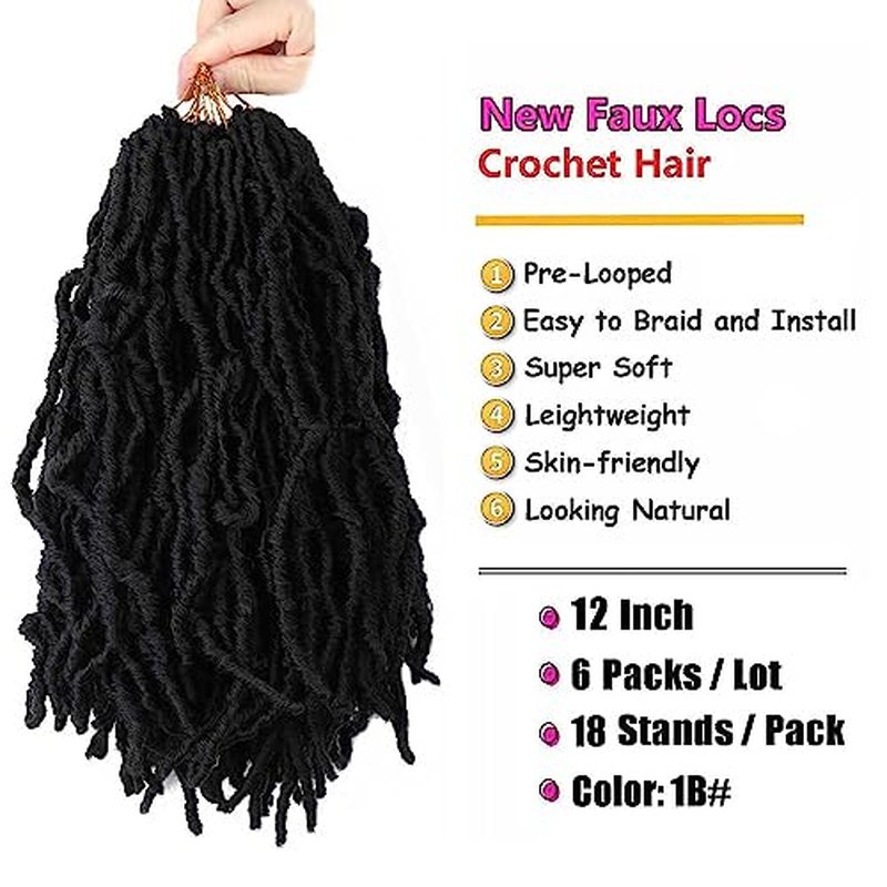24 Inch Soft Locs Crochet Hair Pre Looped Super Long Faux Locs Crochet Braids Goddess Locs Dreadlocs Synthetic Hair For Black Women (24 Inch (Pack of 6), M1B/DGREEN)