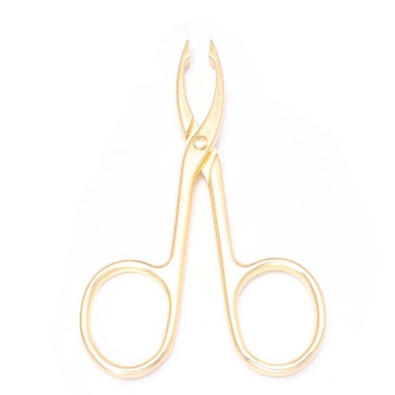 Motanar 2 Pieces Tweezers Scissor Handle Straight Tip Scissor Shaped Eyebrows Tweezers for Hair Plucker Remover Facial Hair Eyebrows Care (Golden)