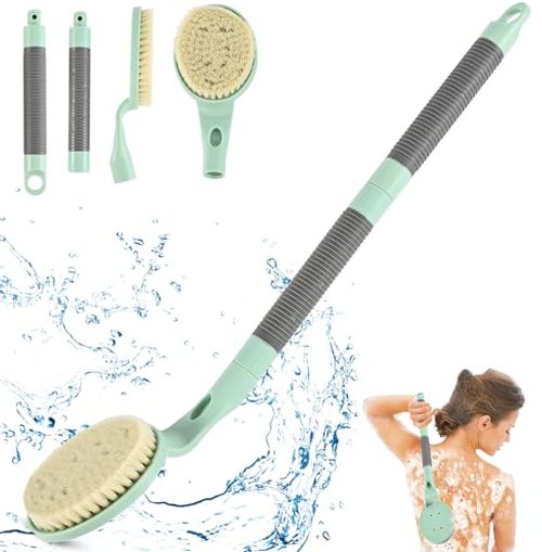 Back Scrubber Anti Slip for Shower, 21.7” Detachable Back Bath Brush for Shower, Back Scrubber, Exfoliation and Improved Skin Health for Elderly with Limited Arm Movement, Disabled (21.7” Black)