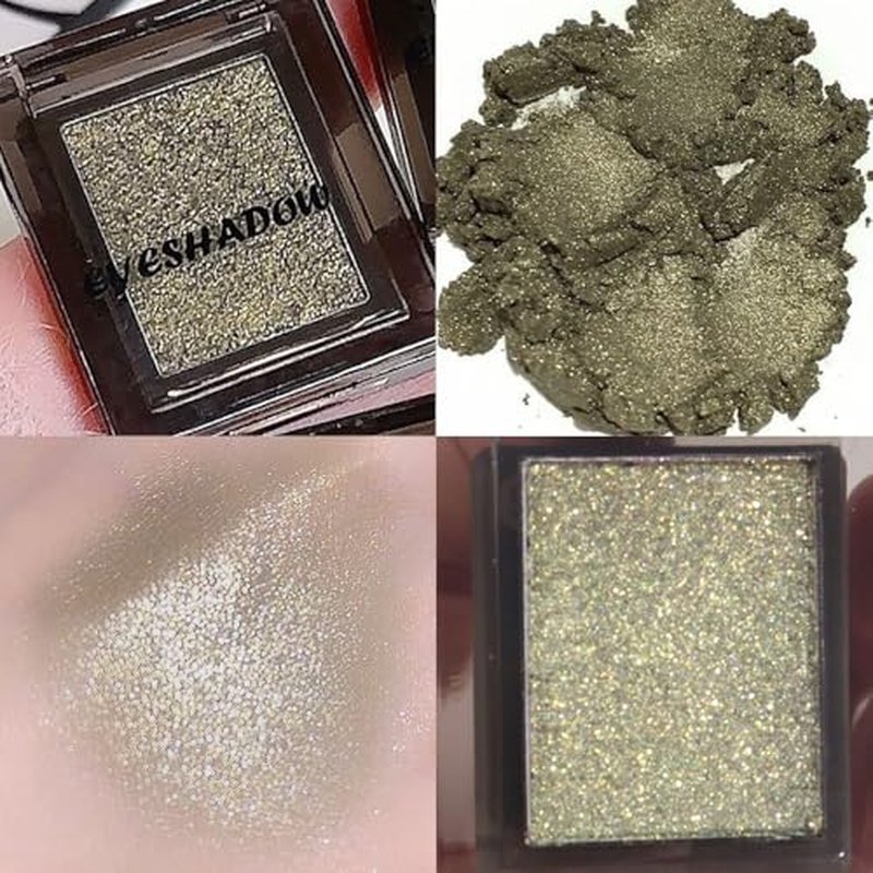 Eyeshadow Single Dark Goldenrod Shimmer, High-Pigment Monochrome Eye Shadow Pressed Powder, Everyday Velvety Silky Eye Makeup Looks, Professional Long-Lasting Waterproof Single Eyeshadow Palette, 02#