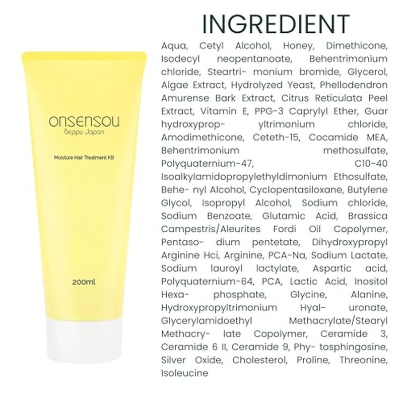 ONSENSOU Kabosu Hair Treatment with Hot Spring Algae, Hot Spring Yeast & Green Algae Extract, Moisturizing and Conditioning for Dry Hair, 6.76 fl oz