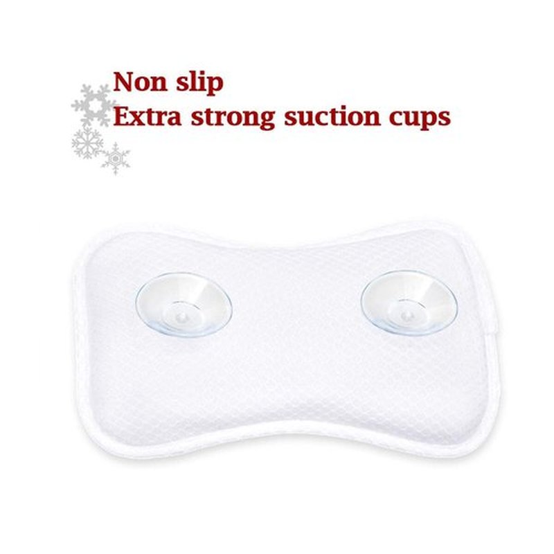 Coastacloud Bath Pillow with Suction Cups, Supports Neck and Shoulders Home Spa Pillows for Bathtub, Hot Tub, Tub Pillows Rest Portable, Relaxing & Comfortable - White