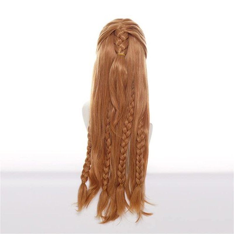 Mystylecos Genshin Impact Aloy Long Braids Brown Straight Wig Women Halloween Costume Party Wig