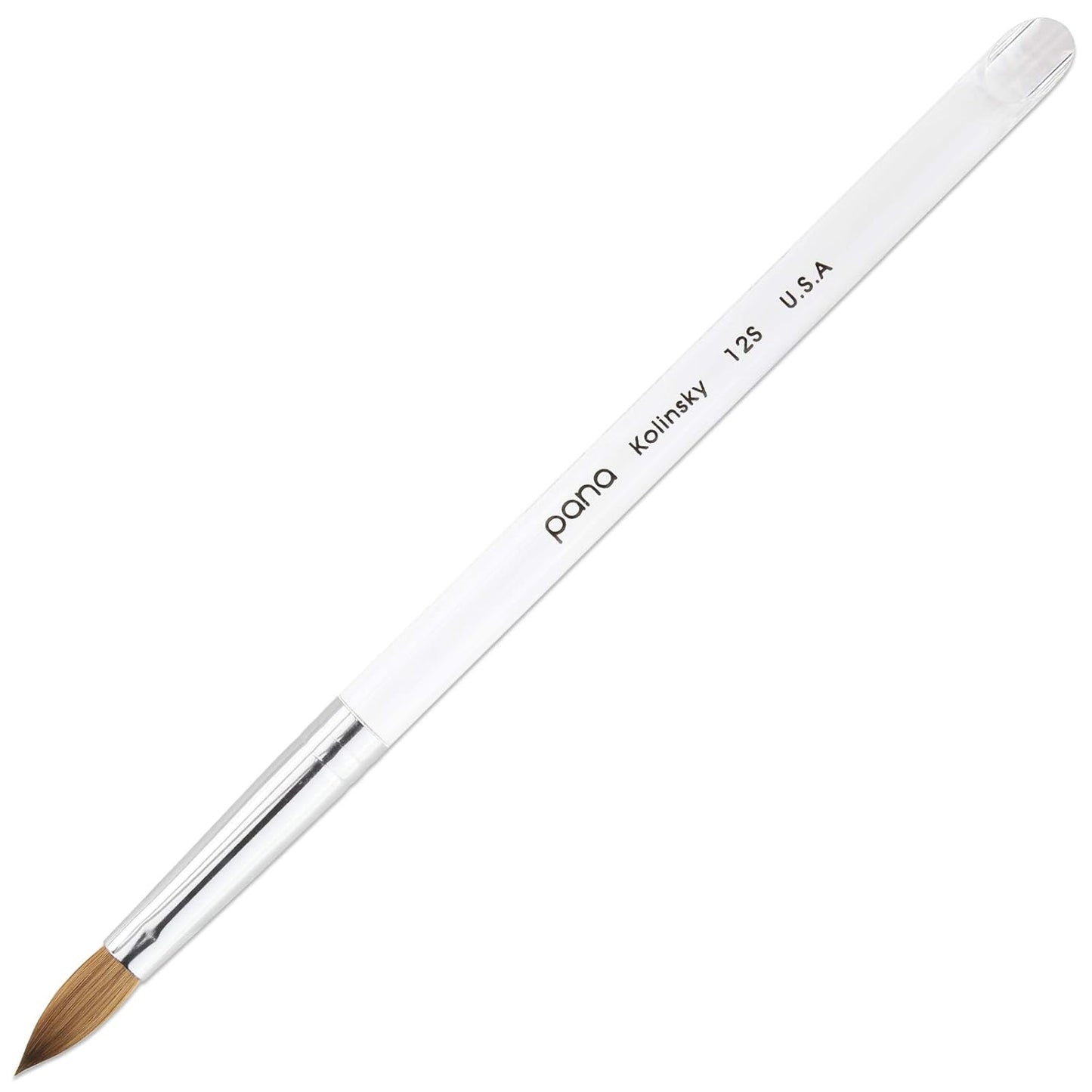 Size 10 PANA Pure Kolinsky Acrylic Nail Brush - Oval Crimped Clear Handle