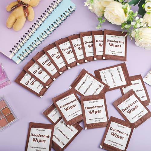 Dyrfolm 200 Pcs Underarm Deodorant Wipes,Travel Deodorant Wipes,Individually Wrapped Antiperspirant Wipes,Sweat Body Wipes for Women Men Adults Sports Travel Essentials (Brown, 1 Count (Pack of 1))