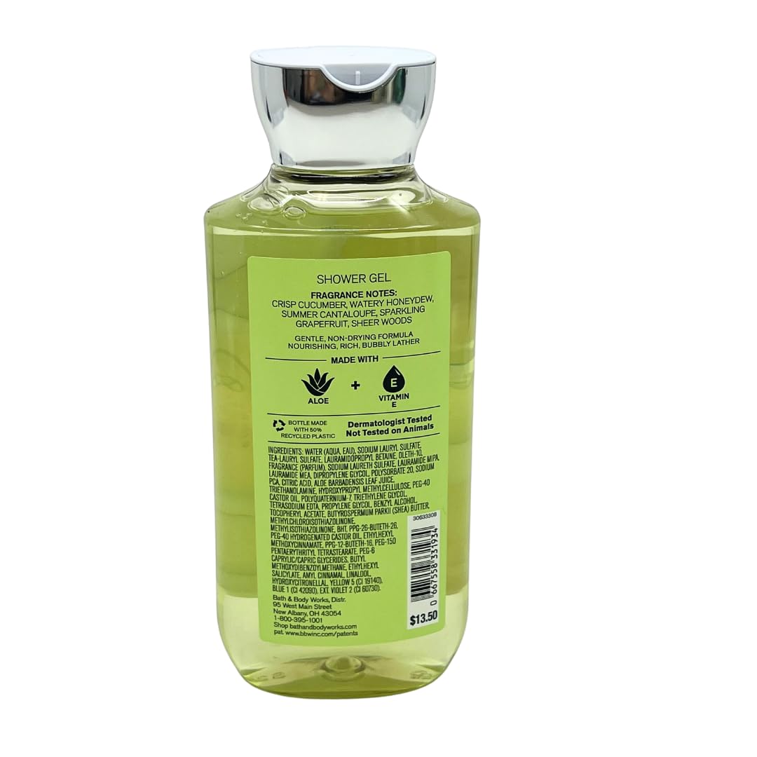 Bath & Body Works Cucumber Melon 3pc bundle - Shower Gel 10oz, Mist 8oz, & Body Cream 8oz