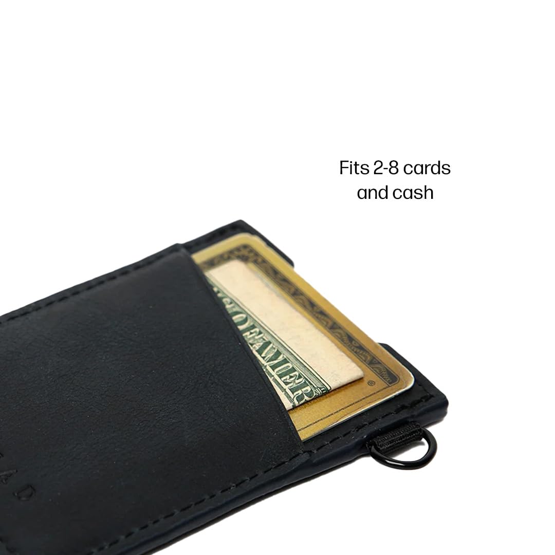 Thread Wallets Ultra Slim Wallet Vertical Leather Card Sleeve Wallet Thin Card Holder Minimalist Card Holder Wallets RFID Secure Black