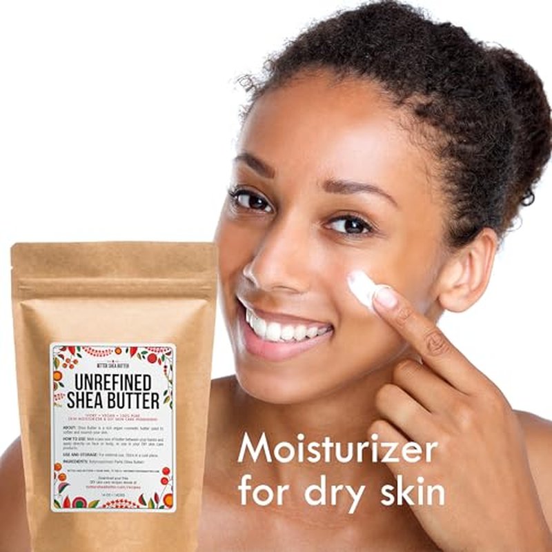 Raw Shea Butter - 100% Pure African Unrefined Shea Butter for Hair - Skin Moisturizer for Face, Body and for Soap Making Base and DIY Whipped Lotion, Oil and Lip Balm - 8 oz Block