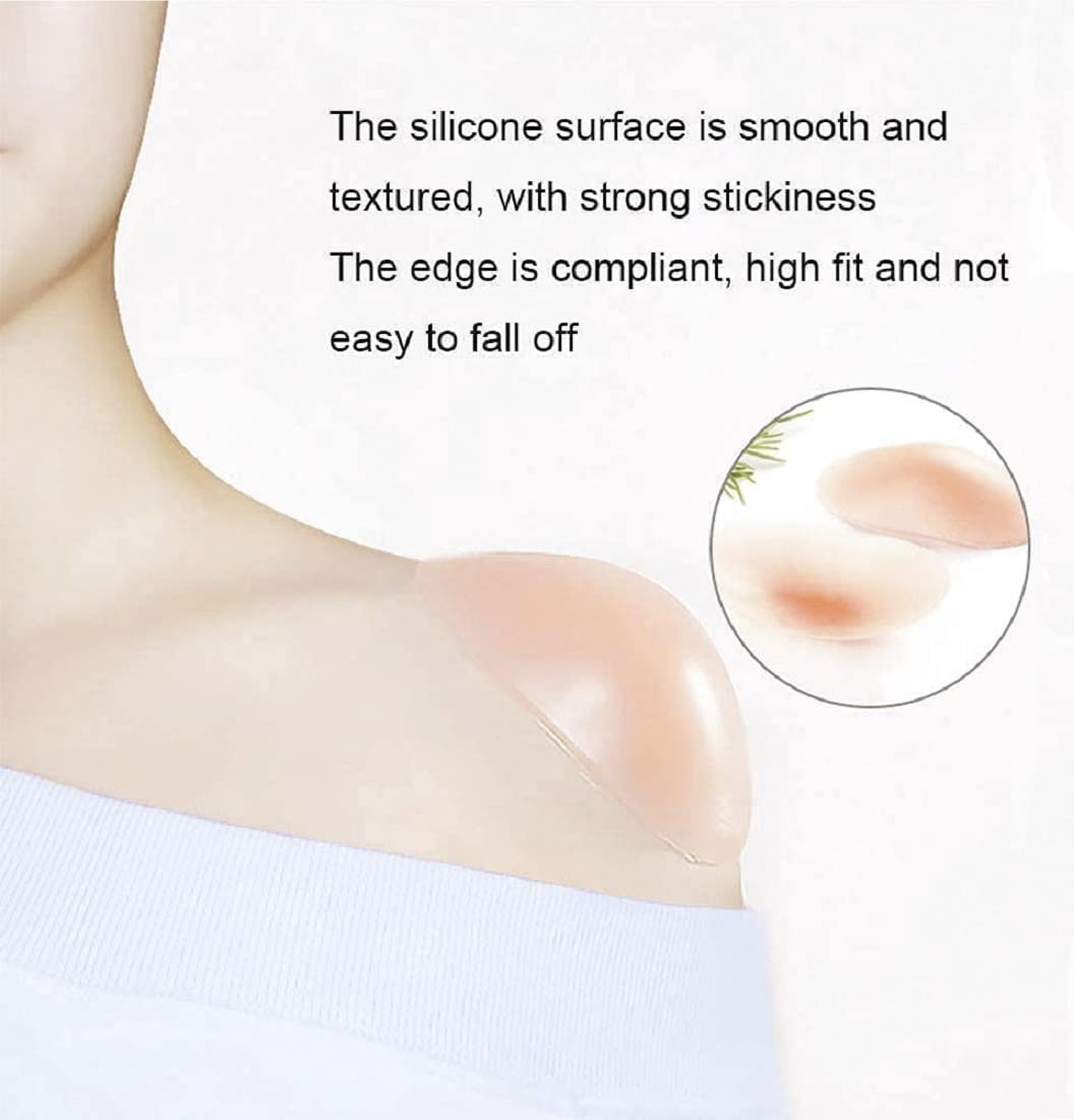 LUNNTE Silicone Shoulder Pads for Womens Clothing, Anti-Slip Shoulder Push-Up Pads Invisible Breathable Enhancer Reusable (2 Pairs (Transparent & Skin)