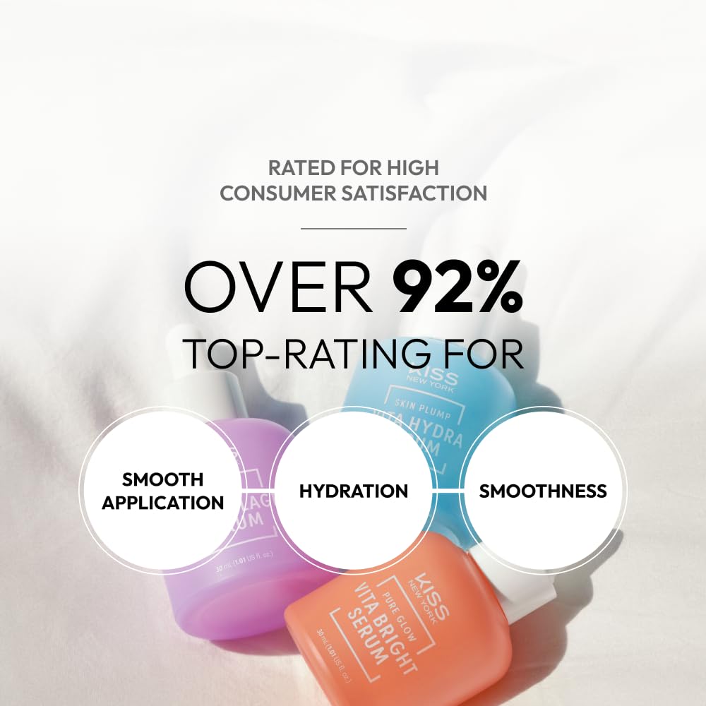 KISS NEW YORK Vita Collagen Serum For Face 1.01 Fl Oz, Improve Look of Wrinkles & Fine Lines With Hydrolyzed Collagen, Vitamins A & E for Smooth Skin, Gentle Korean Skincare for Sensitive Skin