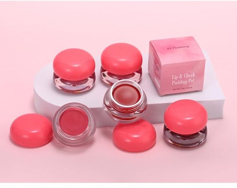 Korean Pudding Pot Blush,Korean Pudding Pot Lip,Korean Pudding Pot Makeup,Blurring Pudding Pot Lip,Blurry Pudding Pot for Lip&Cheek,Blurring Makeup Blush,Long-Lasting Buildable (2*#01)