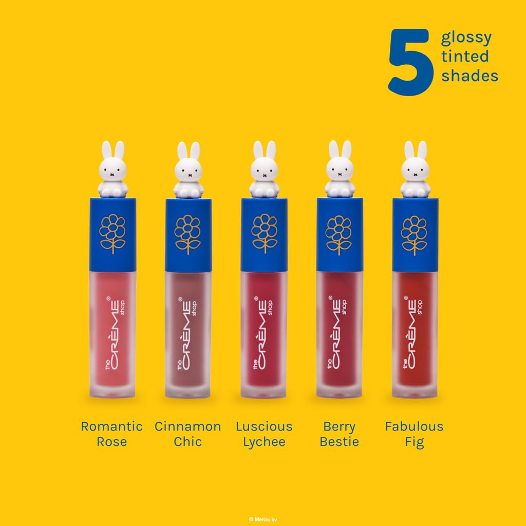 The Crème Shop Miffy Lip Stain, Glossy Finish, Long Wear, Formulated with Jojoba Oil, Sunflower Oil to hydrate, soothe, and moisturize lips, Korean formula - Available in 5 Shades (Romantic Rose)
