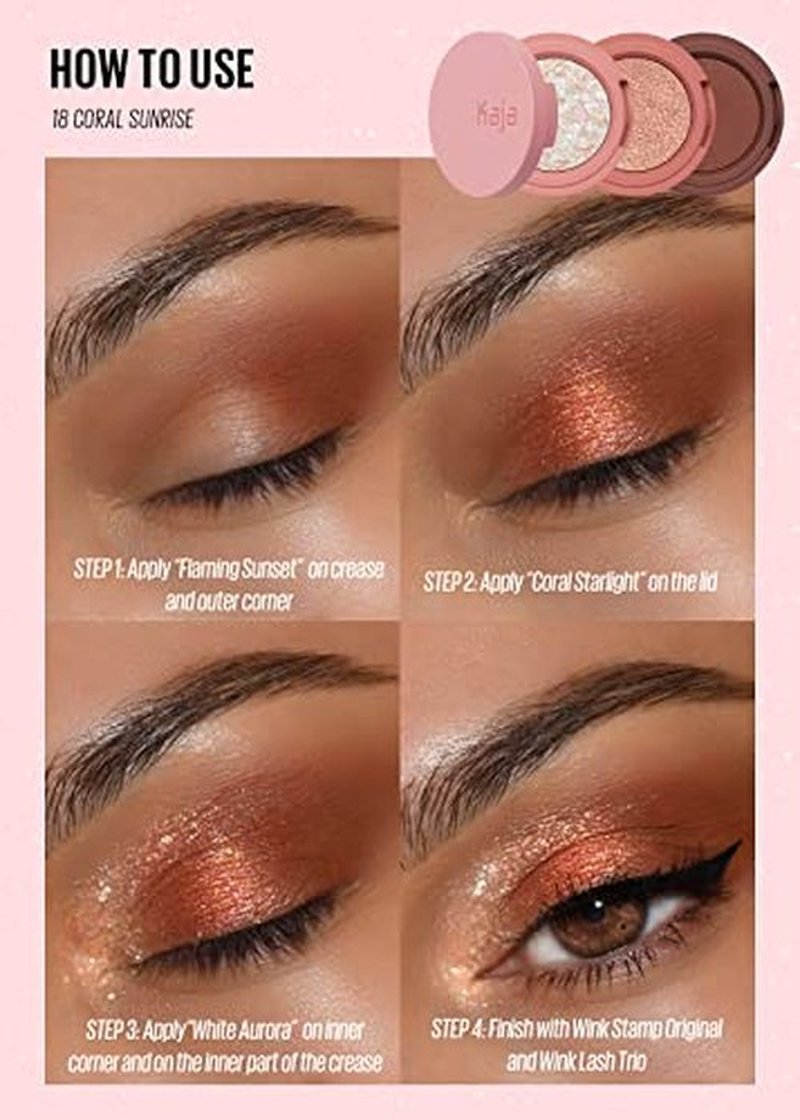 KAJA Beauty Bento Collection | Mosaic chrome + Shimmer + Matte | 18 Coral Sunrise - Coral Peach | 2019 Best of Beauty Award in Glitter-Pressed Category
