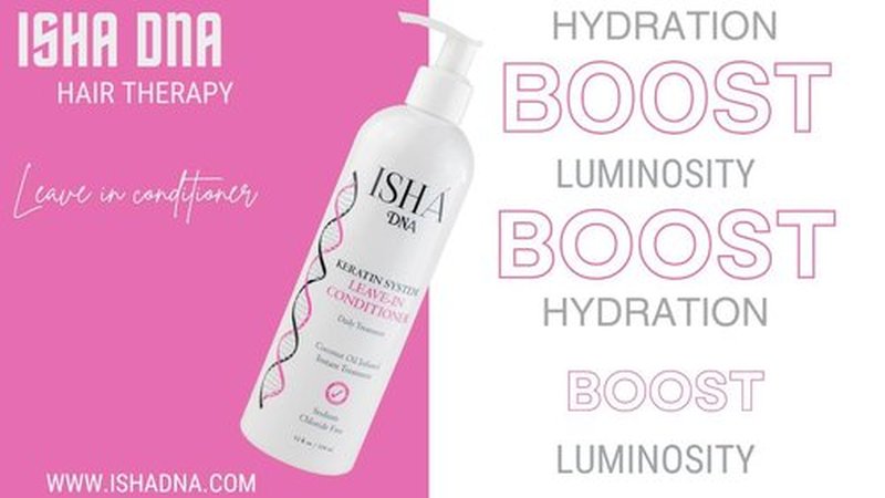 ISHA DNA Keratin Treatment System Leave In conditioner - Sulfate Free - Daily Treatment For Instant Damage Control - Provides Volume and Detangles - Coconut and Argan Oil Infused (32 Fl oz.)