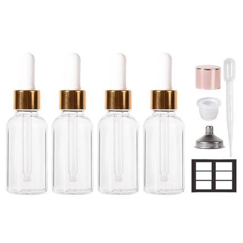 Stellacare 4 Packs, 1oz Glass Dropper Bottle Oil Bottles for Hair Tincture Bottles with Dropper Glass Bottle with Dropper