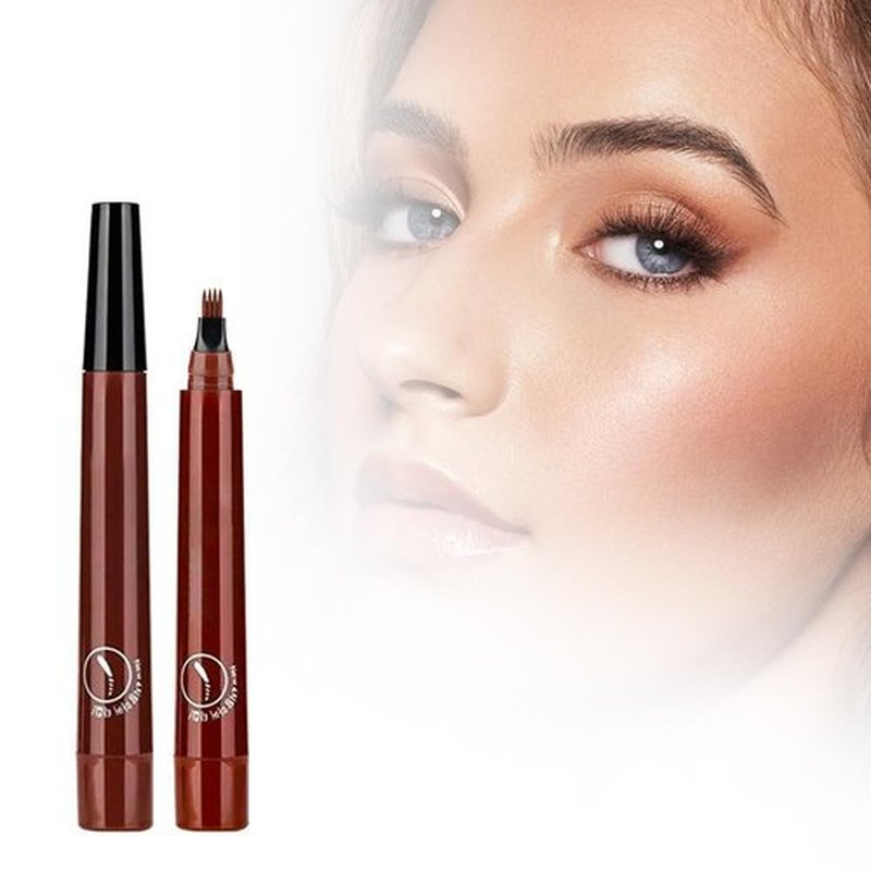 2025 Upgrade 2PCS Magic Eyebrow Pencil, 4-Tip Brow Pen Magic Eyebrow Pen, Waterproof Microblading Eyebrow Pencil Contouring Pen Natural Gap Filling Eyebrow Makeup Brow Pen (Red Brown-2pcs)