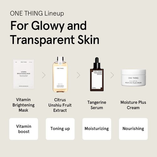ONE THING Vitamin Brightening Mask 5 Sheets | Niacinamide 12 Vitamins C Tangerine, Facial Sheet Mask, Brightening Moisturizing Pack for Dull Tone Dark Spots Pigmentation | Vegan Korean Skin Care