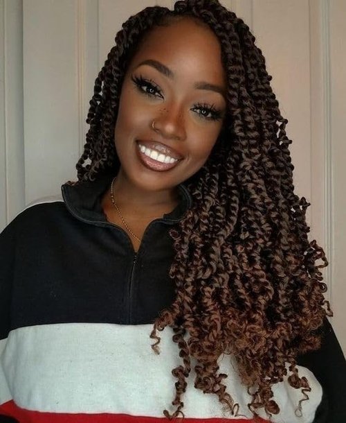 MISS SULA 20 Inches 8 Packs Pre Looped Passion Twist Crochet Hair for Black Women-Ombre Brown,Super Long Hair Extensions Braided by Synthetic Spring Kinky Twist Curls Ends(20"-8 Packs,T30)