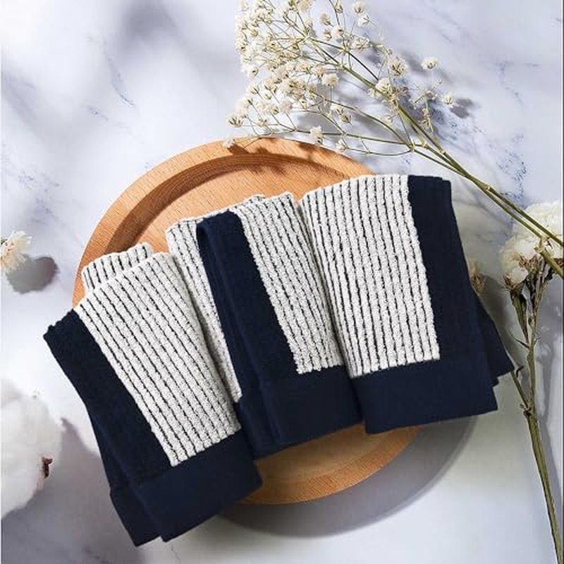 Cleanbear Wash Cloths 12 Pack Washcloths for Your Face and Body, Bathroom Towels for Showering, 13” x 13” Large Washcloth Set, Navy-Blue