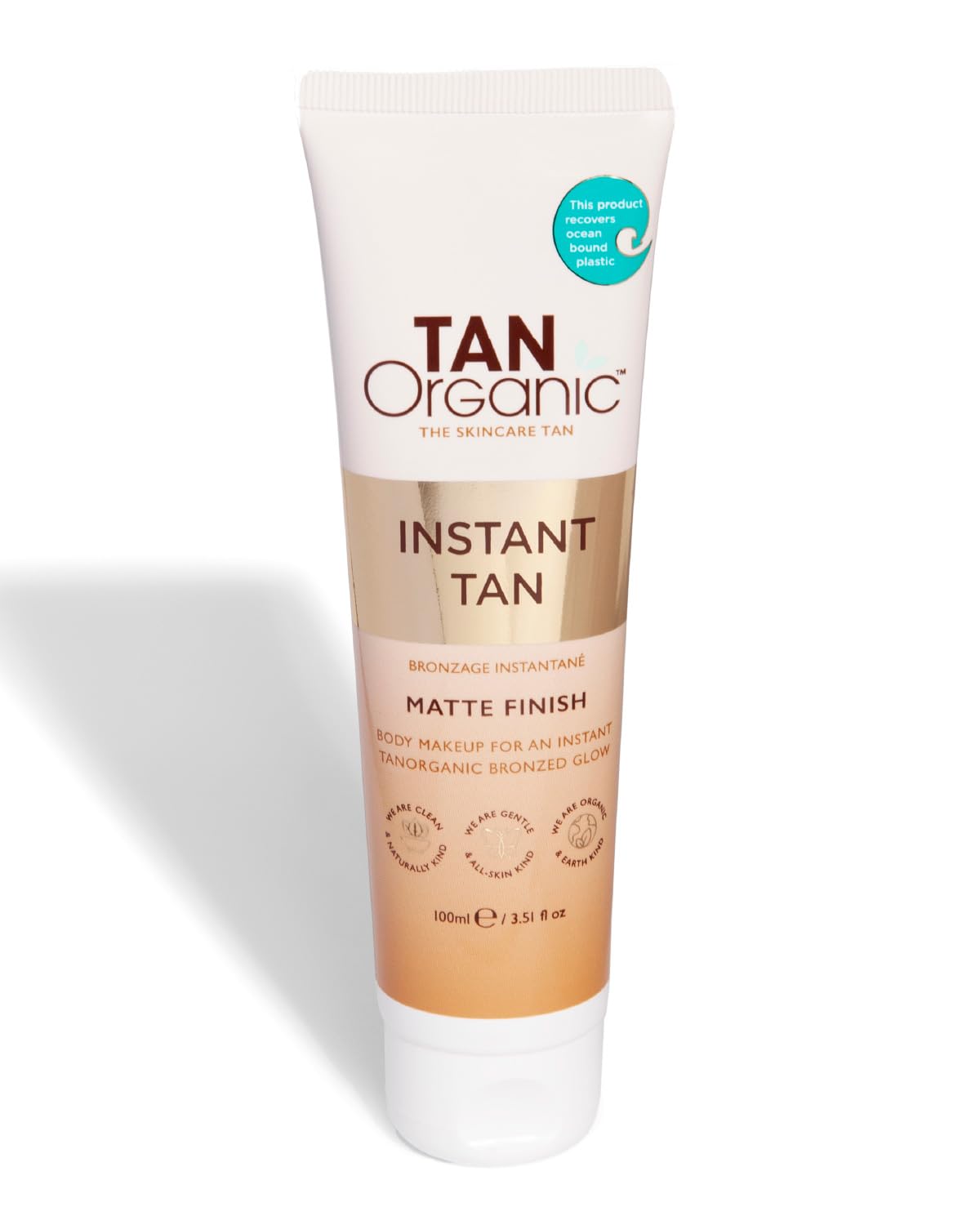 TanOrganic Instant Self Tan 100ml | Matte, Quick-Drying & Water-Resistant | For Face & Body | No Fake Tan Smell | Hydrating & Nourishing Formula