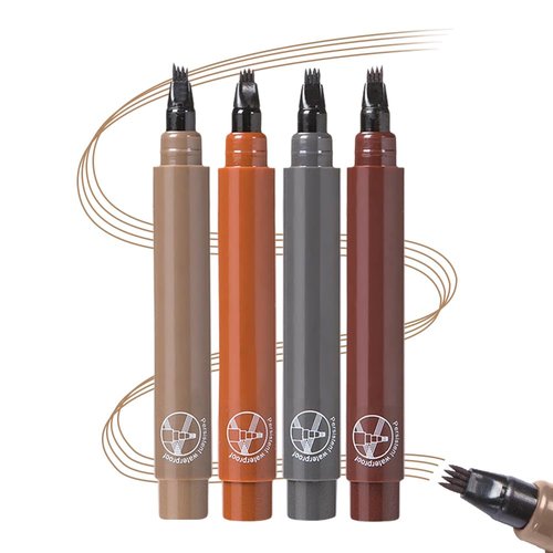 2 in 1 Magic Eyebrow Pencil, 2024 New 3D Waterproof Microblading Eyebrow Pen, 4 Fork Tip Pencil with Liquid Eyeliner Tip, 2 in 1 Eyebrow Pencil for Natural Looking Eye Makeup (Color*4)