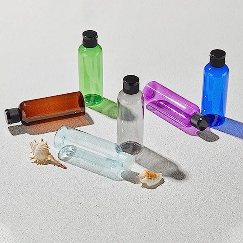 LISAPACK 3.4Oz Travel Bottles with Flip Cap (5 Pcs) Empty Dispenser Container for Travel Size Cosmetics (100ml, Black)