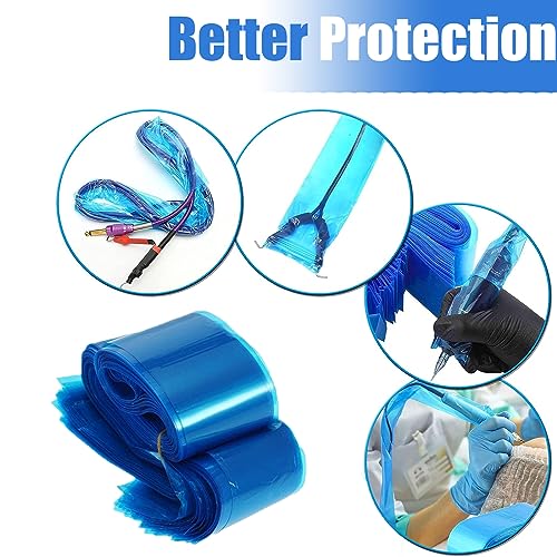 SOTICA Tattoo Clip Cord Covers - 125PCS Clip Cord Covers Tattoo Clip Cord Sleeves Tattoo Clip Cord Bags Disposable Tattoo Machine Bags for Tattoo Supplies Tattoo Accessories(Blue)