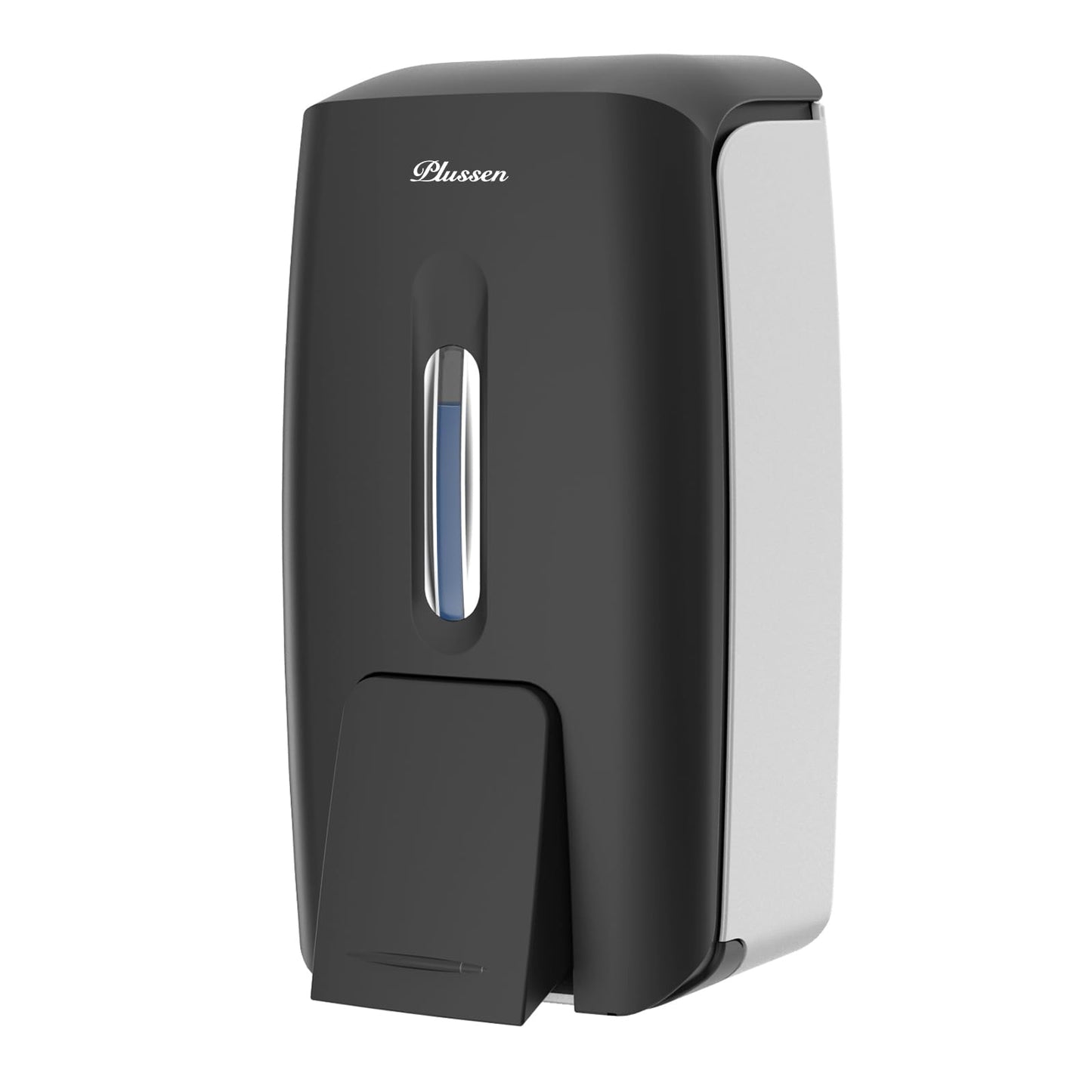 PLUSSEN Soap Dispenser Wall Mount Adhesive Commercial Soap Dispenser 800ml No Drill Hand Sanitizer Dispenser for Bathroom Support Liquid and Gel,Black-PN9088