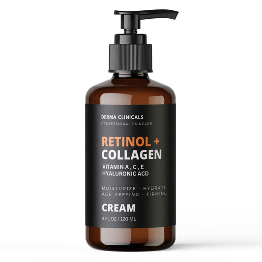 Retinol + Collagen Anti-Aging Face Cream | Hyaluronic Acid & Vitamin C Moisturizer - 4oz