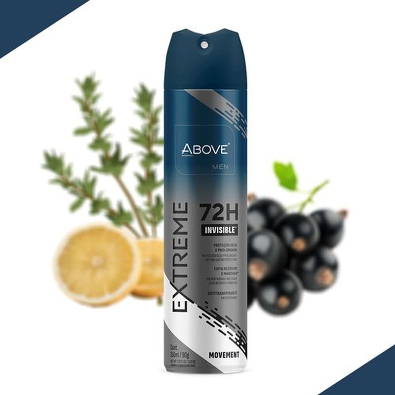 ABOVE Mens Deodorant Antiperspirant, 72 Hours (Extreme Men Movement) -Protects Against Sweat & Body Odor - Dry, No Stain & Moisturizing Instant Freshness - Deodorant Spray, Alcohol Free - 3.17 oz