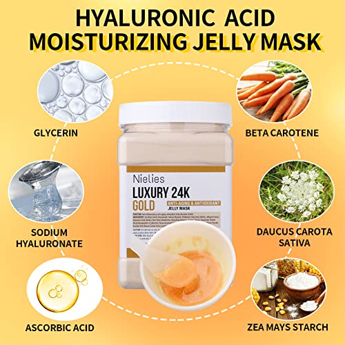 Nielies Jelly Mask for Facial Professional- Peel off Hydro Face Mask Powder for Hydrating & Cleaning - 23 Fl oz (24k)