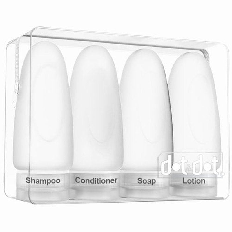 Dot&Dot Leak Proof Travel Bottles for Toiletries - TSA Approved Travel Shampoo Bottles - 3oz Travel Shampoo and Conditioner Bottles - Travel Size Toiletries - 3 oz Silicone Travel Bottles with Labels