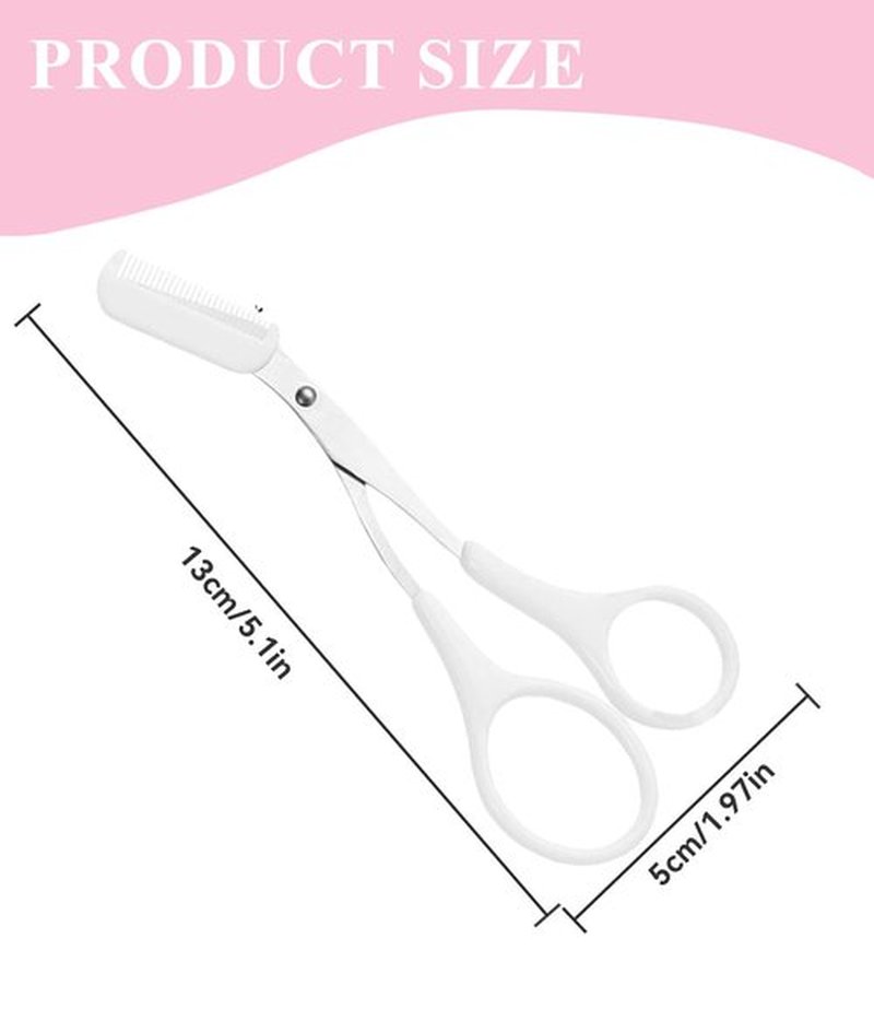 Eyebrow Scissors with Comb and Eyebrow Razor Eyebrow Trimmer for Women Men eye Brow Scissors Non-Slip Eyebrow Cutter Eye Brow Shaper Trimming Scissors Makeup Tool (Pink+White)