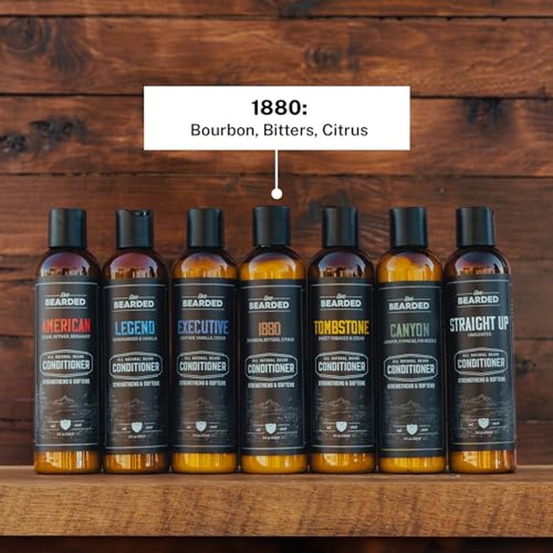 Live Bearded Beard Conditioner for Men - 1880 Scent Facial Hair Conditioner, 8oz - All-Natural Beard Softener with Biotin, Coconut Oil, & Argan Oil - Strengthens & Softens, Made in USA