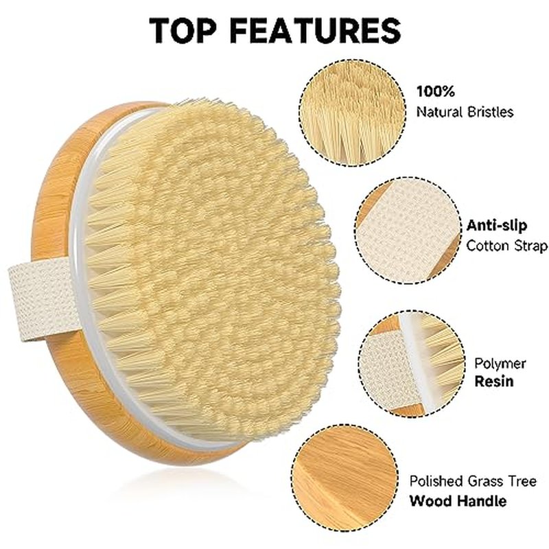 Metene Dry Body Brush for Radiant Skin, Exfoliates and Softens Skin, Improve Circulation, Body Scrubber with Soft and Stiff Bristles, Suitable for All Kinds of Skin