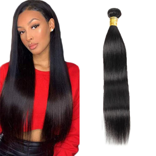 Straight Bundles Human Hair 8A Grade Unprocessed Brazilian Virgin Remy Hair 1 Bundle 8 Inch Straight Human Hair Bundles for Black Women Nature Black Color
