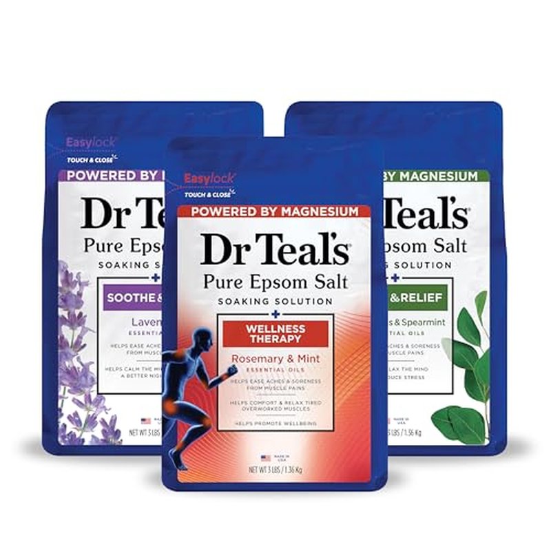 Dr Teal's Pure Epsom Salt Lavender, Eucalyptus & Wellness Trio, 3 Count - 9lbs Total